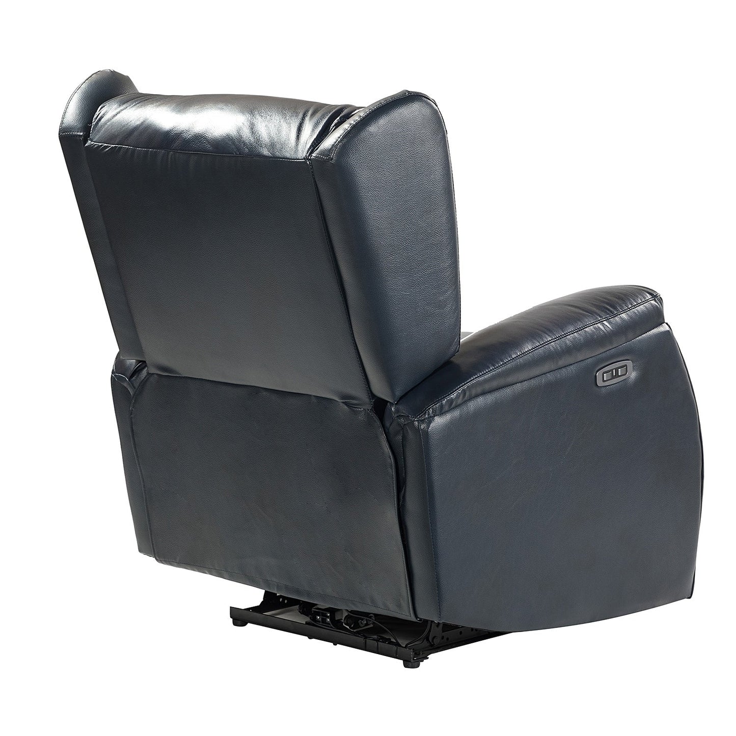 Poltrona reclinabile elettrica Eliseo in vera pelle con porta USB e design Wingback