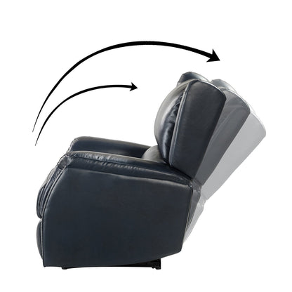 Poltrona reclinabile elettrica Eliseo in vera pelle con porta USB e design Wingback