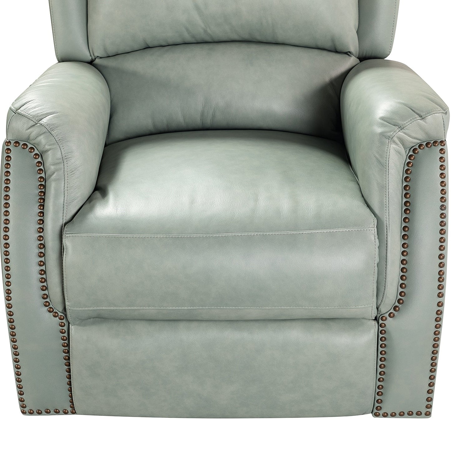 Poltrona reclinabile elettrica Eliseo in vera pelle con porta USB e design Wingback