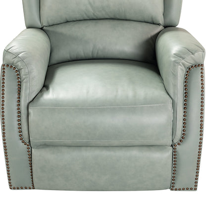 Poltrona reclinabile elettrica Eliseo in vera pelle con porta USB e design Wingback