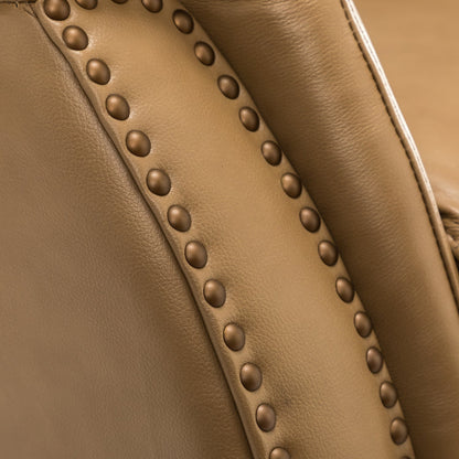 Poltrona reclinabile elettrica Eliseo in vera pelle con porta USB e design Wingback