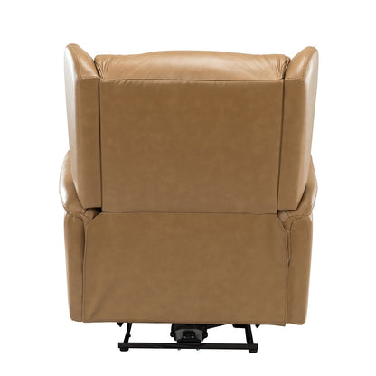 Poltrona reclinabile elettrica Eliseo in vera pelle con porta USB e design Wingback
