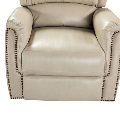 Poltrona reclinabile elettrica Eliseo in vera pelle con porta USB e design Wingback
