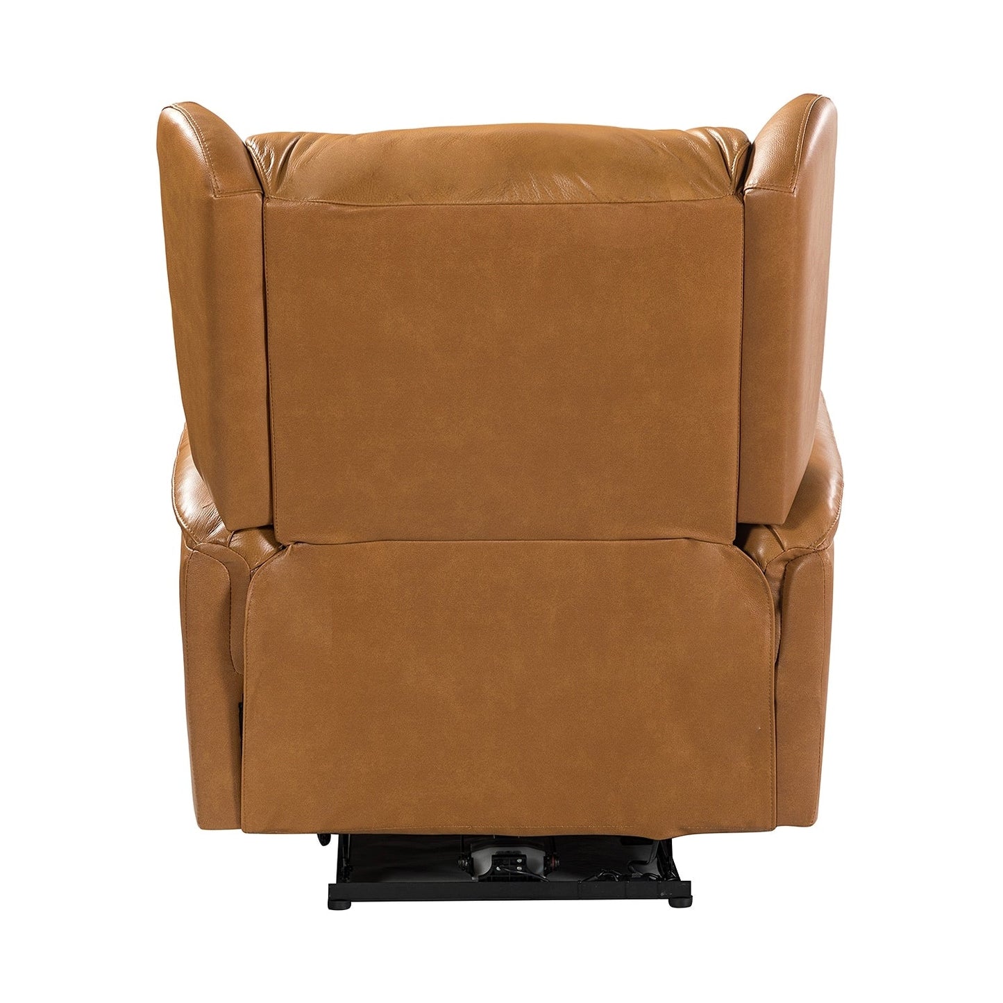 Poltrona reclinabile elettrica Eliseo in vera pelle con porta USB e design Wingback