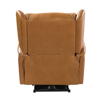 Poltrona reclinabile elettrica Eliseo in vera pelle con porta USB e design Wingback