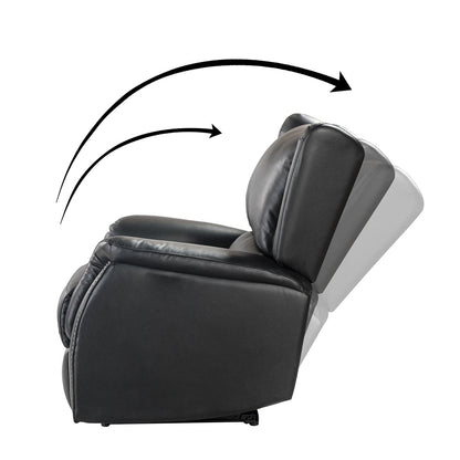 Poltrona reclinabile elettrica Eliseo in vera pelle con porta USB e design Wingback