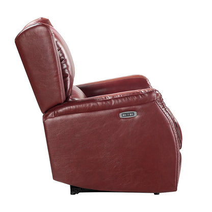 Poltrona reclinabile elettrica Eliseo in vera pelle con porta USB e design Wingback