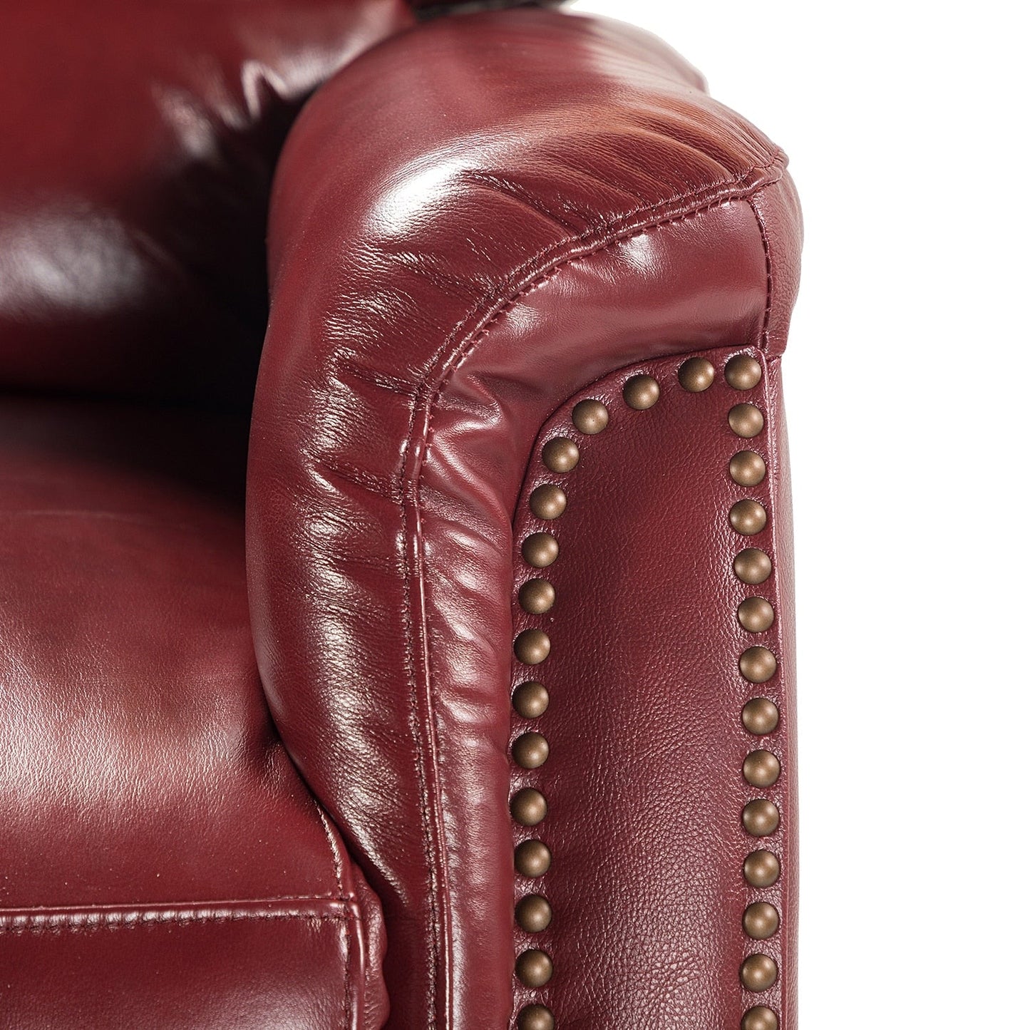 Poltrona reclinabile elettrica Eliseo in vera pelle con porta USB e design Wingback