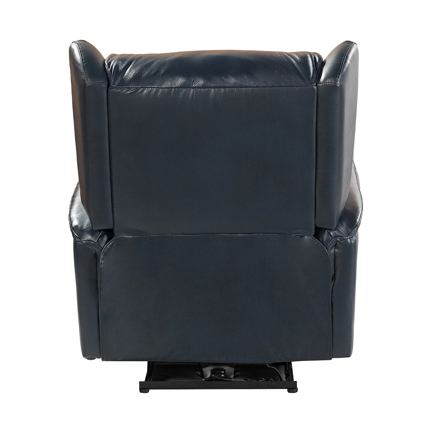 Poltrona reclinabile elettrica Eliseo in vera pelle con porta USB e design Wingback