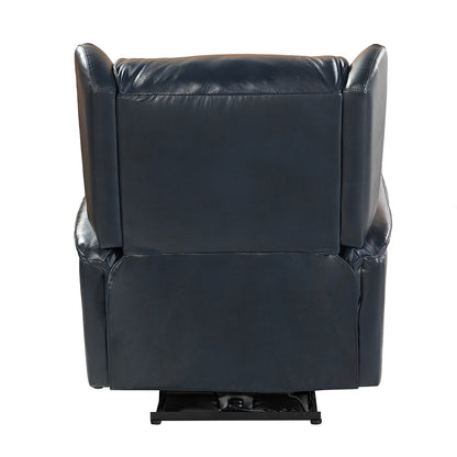 Poltrona reclinabile elettrica Eliseo in vera pelle con porta USB e design Wingback