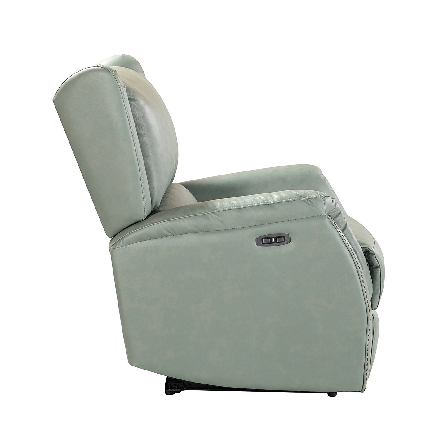 Poltrona reclinabile elettrica Eliseo in vera pelle con porta USB e design Wingback