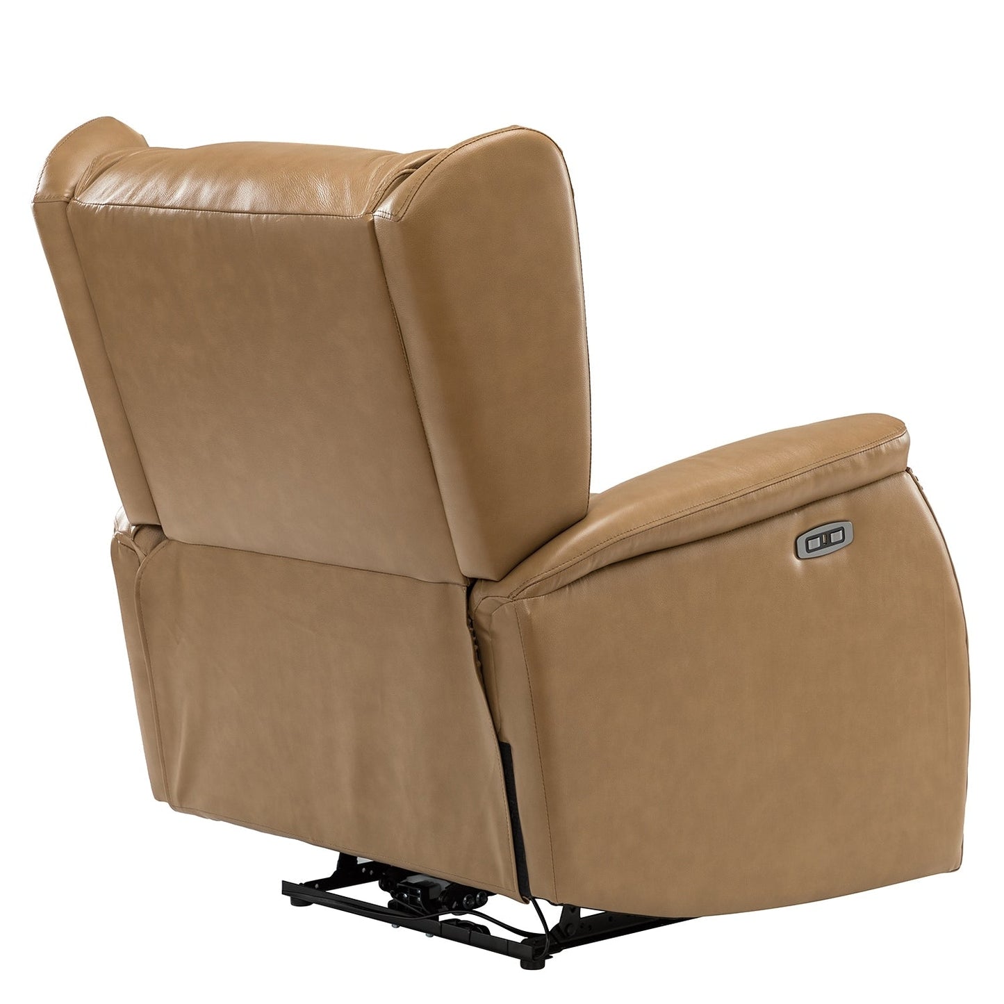 Poltrona reclinabile elettrica Eliseo in vera pelle con porta USB e design Wingback