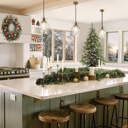 Lampada a sospensione Elisie Mid-Century Modern a 1 luce, cupola in vetro martellato, illuminazione per isola cucina, sala da pranzo