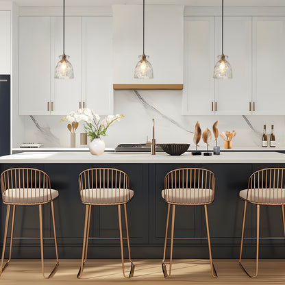 Lampada a sospensione Elisie Mid-Century Modern a 1 luce, cupola in vetro martellato, illuminazione per isola cucina, sala da pranzo