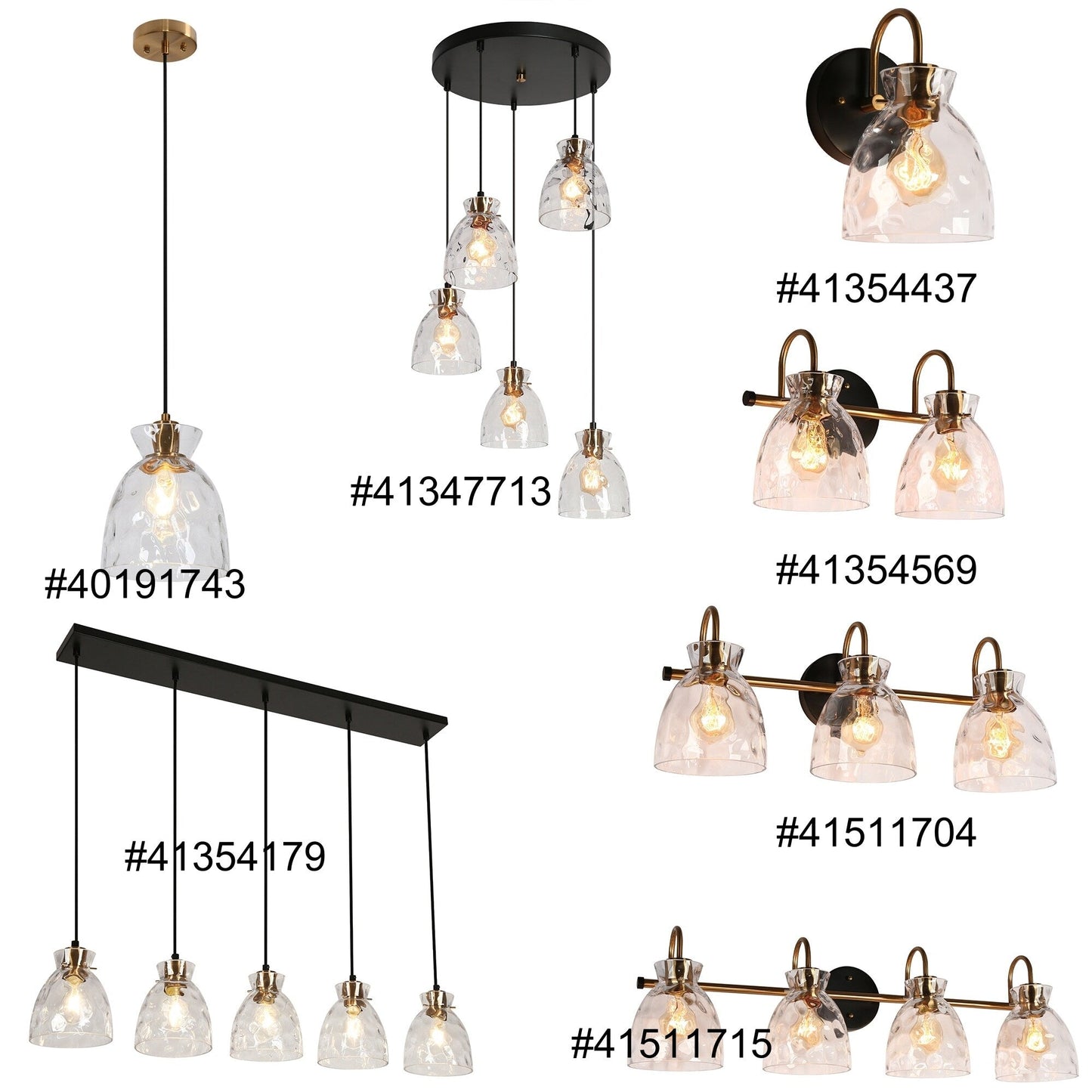 Lampada a sospensione Elisie Mid-Century Modern a 1 luce, cupola in vetro martellato, illuminazione per isola cucina, sala da pranzo