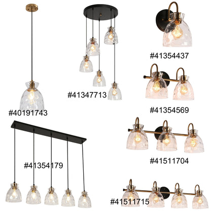 Lampada a sospensione Elisie Mid-Century Modern a 1 luce, cupola in vetro martellato, illuminazione per isola cucina, sala da pranzo