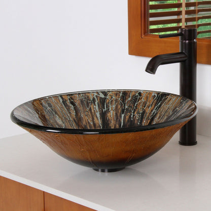 Rubinetto per lavabo da bagno Elite in bronzo oliato alto con maniglia singola e scarico a scomparsa