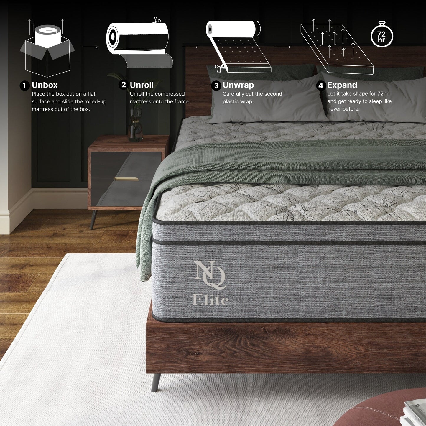 Materasso ibrido in memory foam con gel rinfrescante Elite Series Machka da 12 pollici King Size, certificato CertiPUR-US