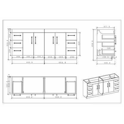 Mobile lavabo indipendente Eliza da 72'' con doppio lavabo