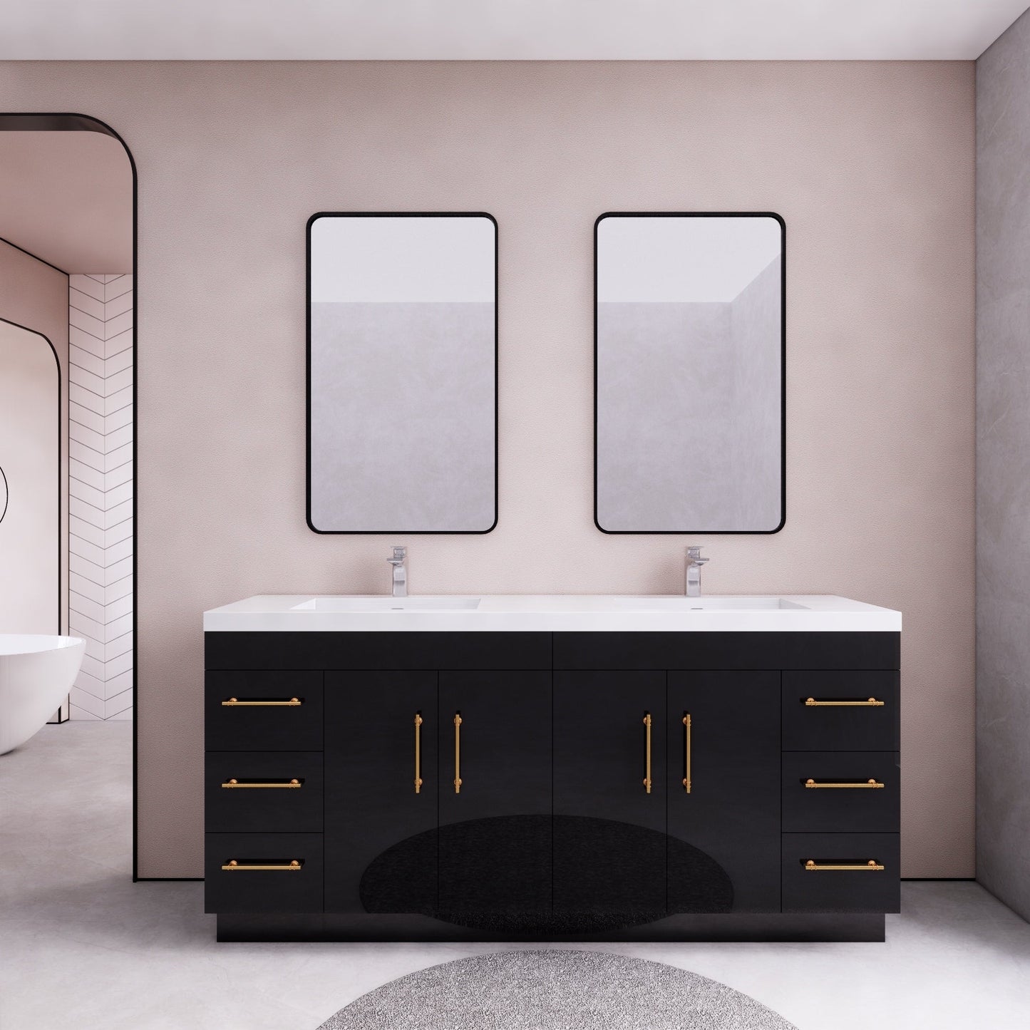 Mobile lavabo indipendente Eliza da 72'' con doppio lavabo
