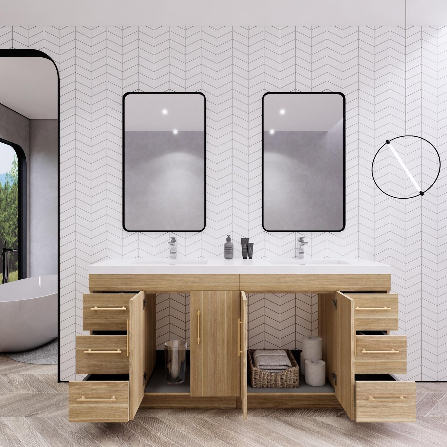 Mobile lavabo indipendente Eliza da 72'' con doppio lavabo