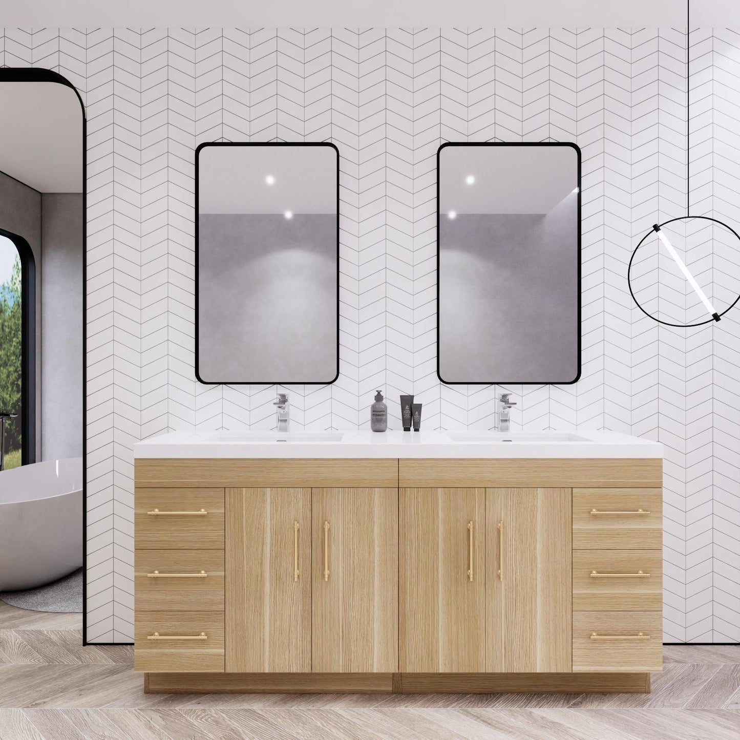 Mobile lavabo indipendente Eliza da 72'' con doppio lavabo