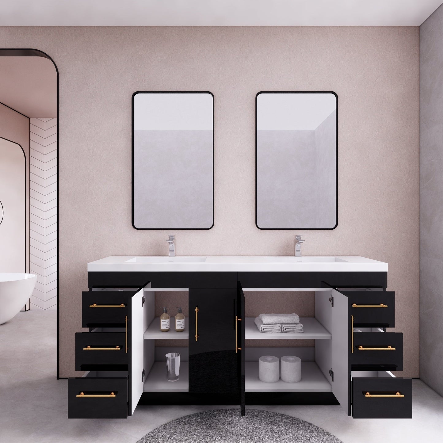 Mobile lavabo indipendente Eliza da 72'' con doppio lavabo