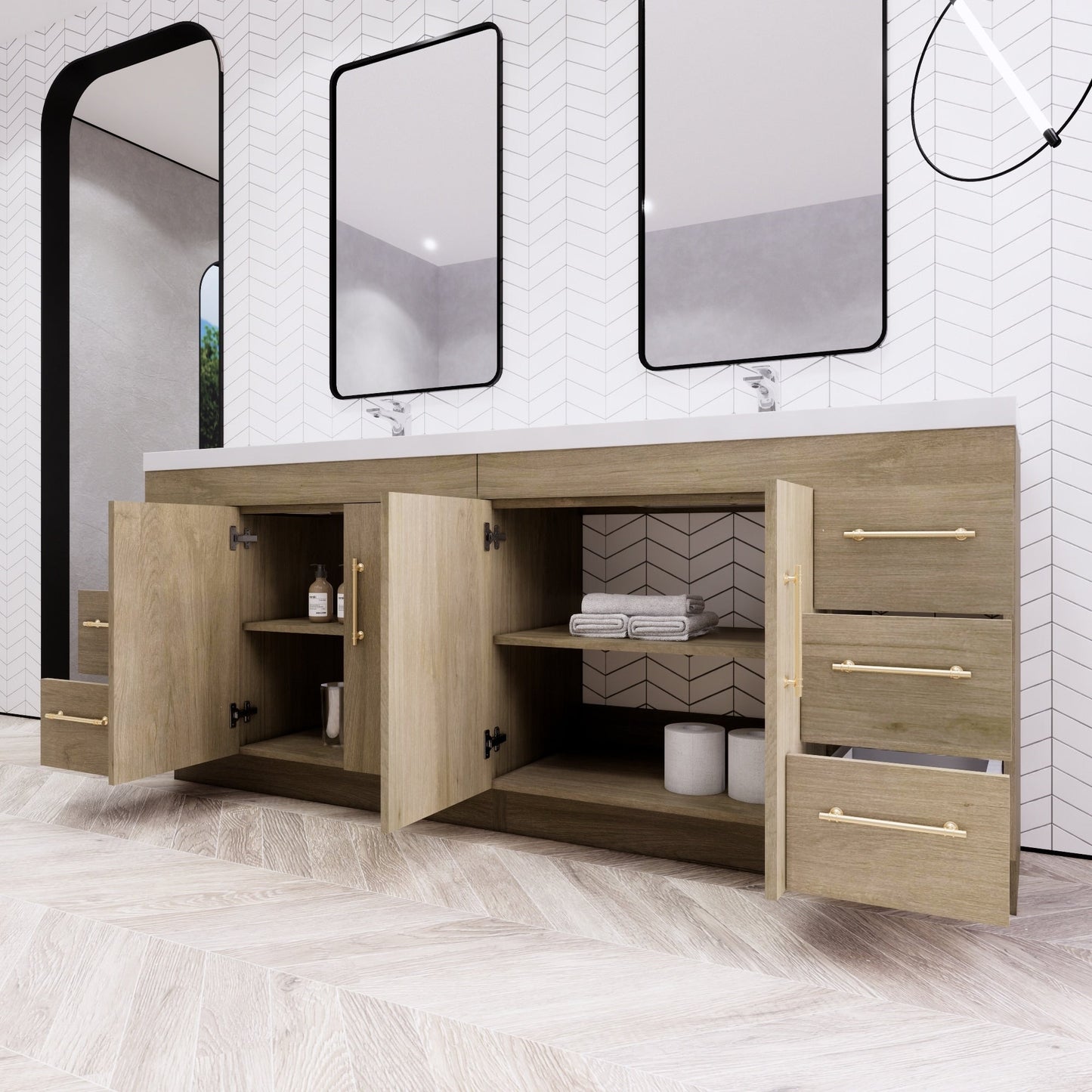 Mobile lavabo indipendente Eliza da 72'' con doppio lavabo