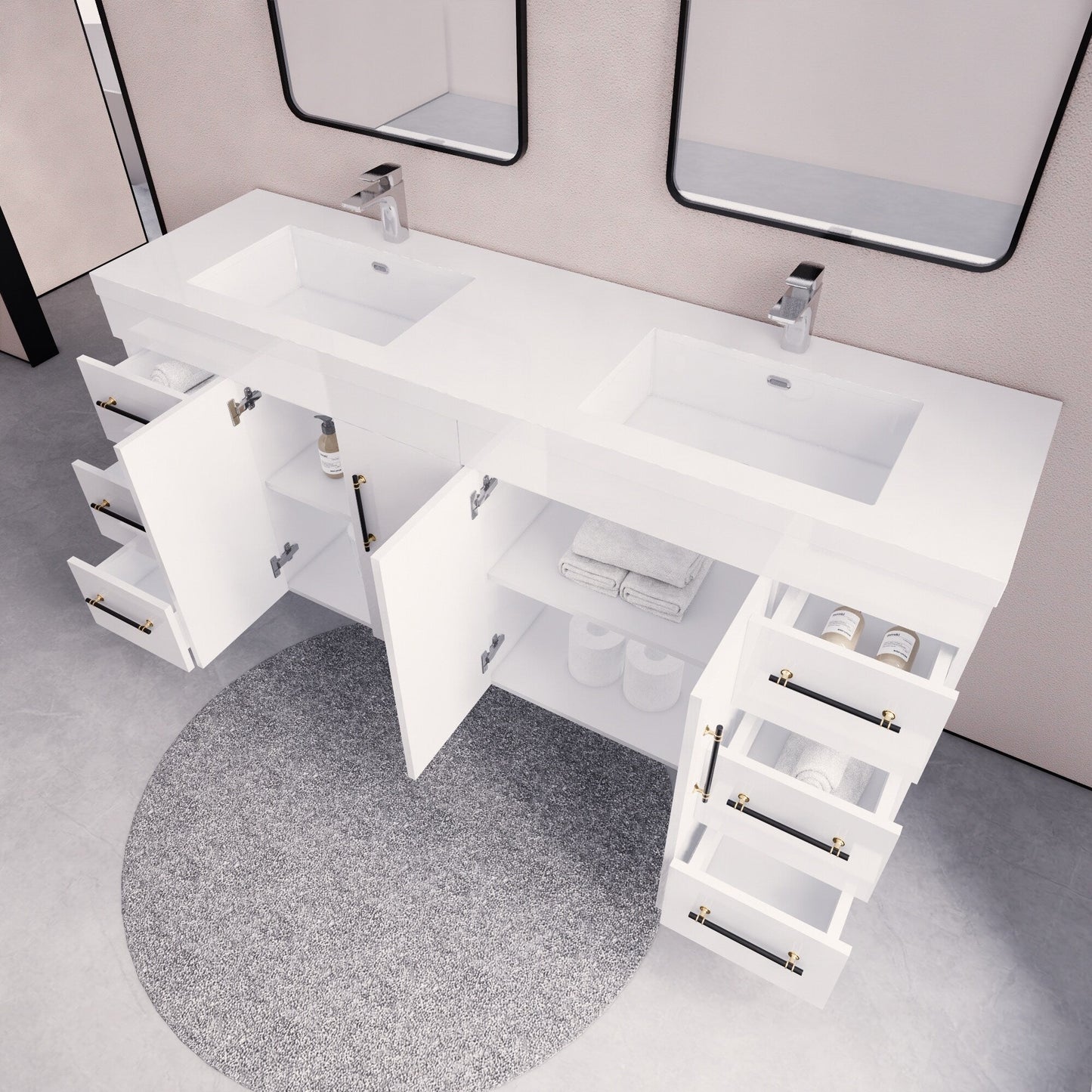 Mobile lavabo indipendente Eliza da 72'' con doppio lavabo