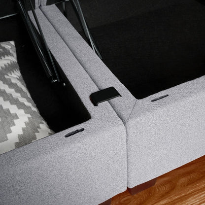 Divano modulare a 3 pezzi con seduta morbida e confortevole, divano in lino con robusta struttura in legno, ideale per piccoli spazi