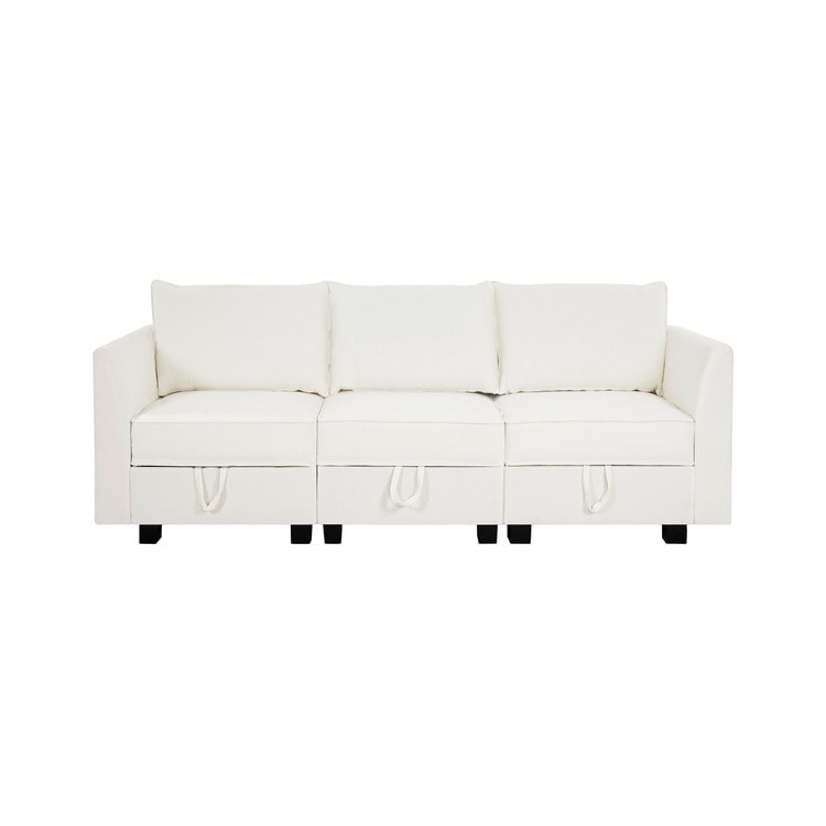 Divano modulare a 3 pezzi con seduta morbida e confortevole, divano in lino con robusta struttura in legno, ideale per piccoli spazi