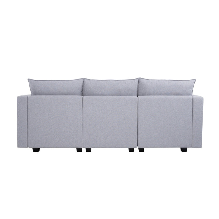 Divano modulare a 3 pezzi con seduta morbida e confortevole, divano in lino con robusta struttura in legno, ideale per piccoli spazi