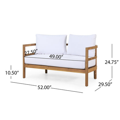Set da esterno Ellendale Outdoor Acacia Wood da 4 posti con cuscino di Christopher Knight Home