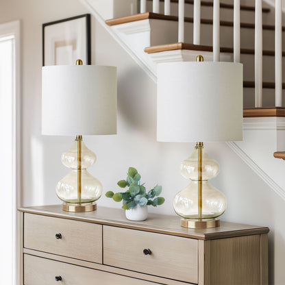 Lampada da tavolo in vetro curvato Ellipse Gourd, set da 2