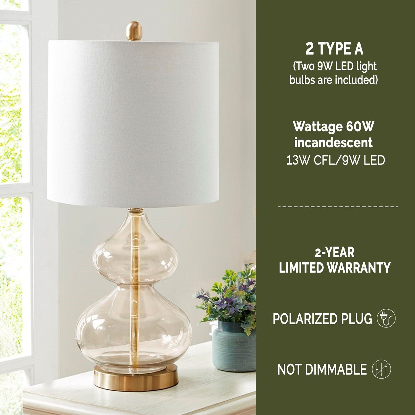 Lampada da tavolo in vetro curvato Ellipse Gourd, set da 2