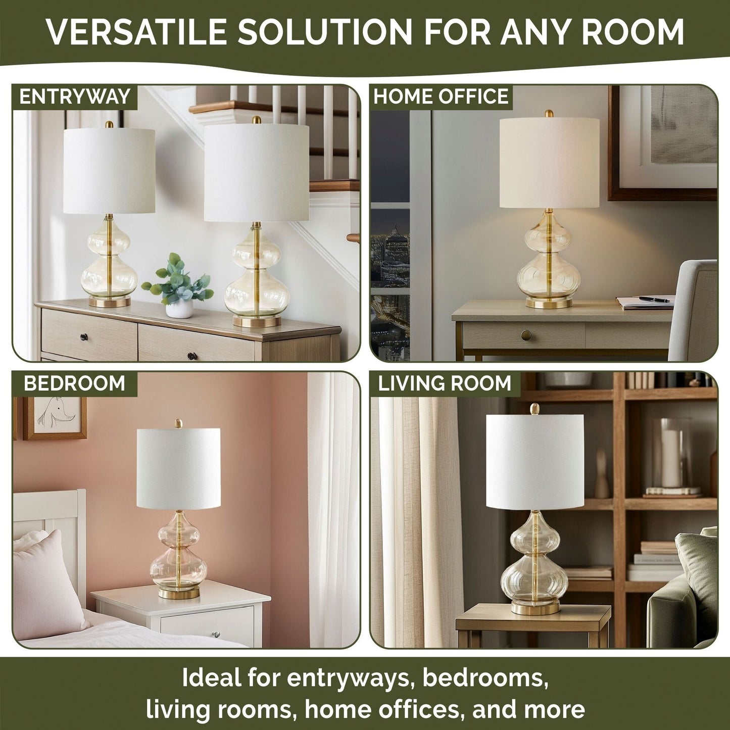 Lampada da tavolo in vetro curvato Ellipse Gourd, set da 2