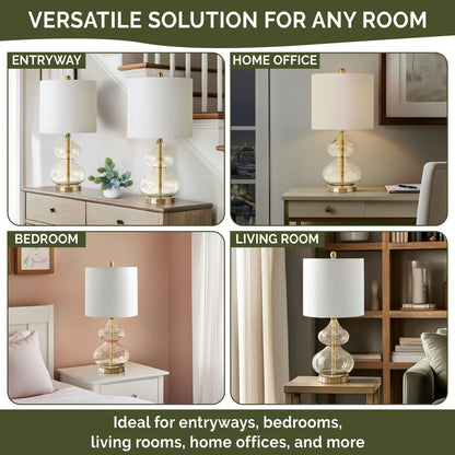 Lampada da tavolo in vetro curvato Ellipse Gourd, set da 2