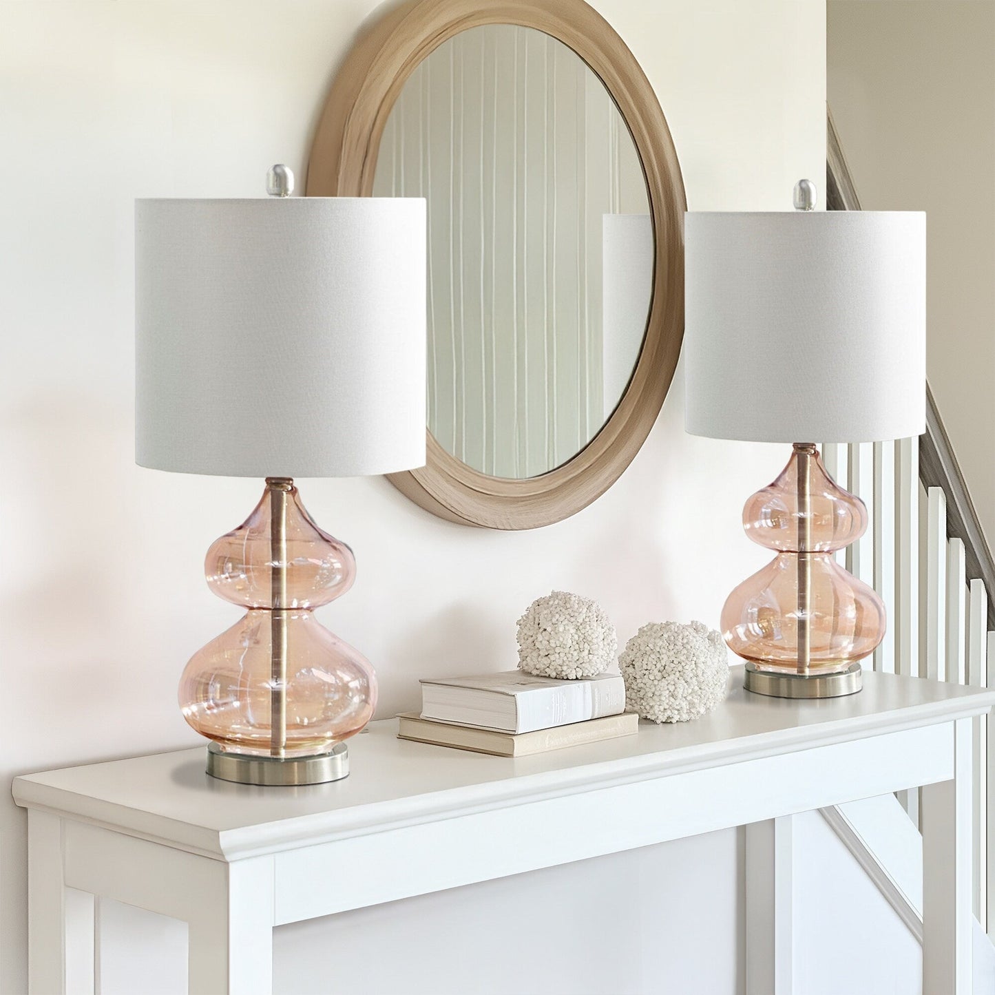 Lampada da tavolo in vetro curvato Ellipse Gourd, set da 2