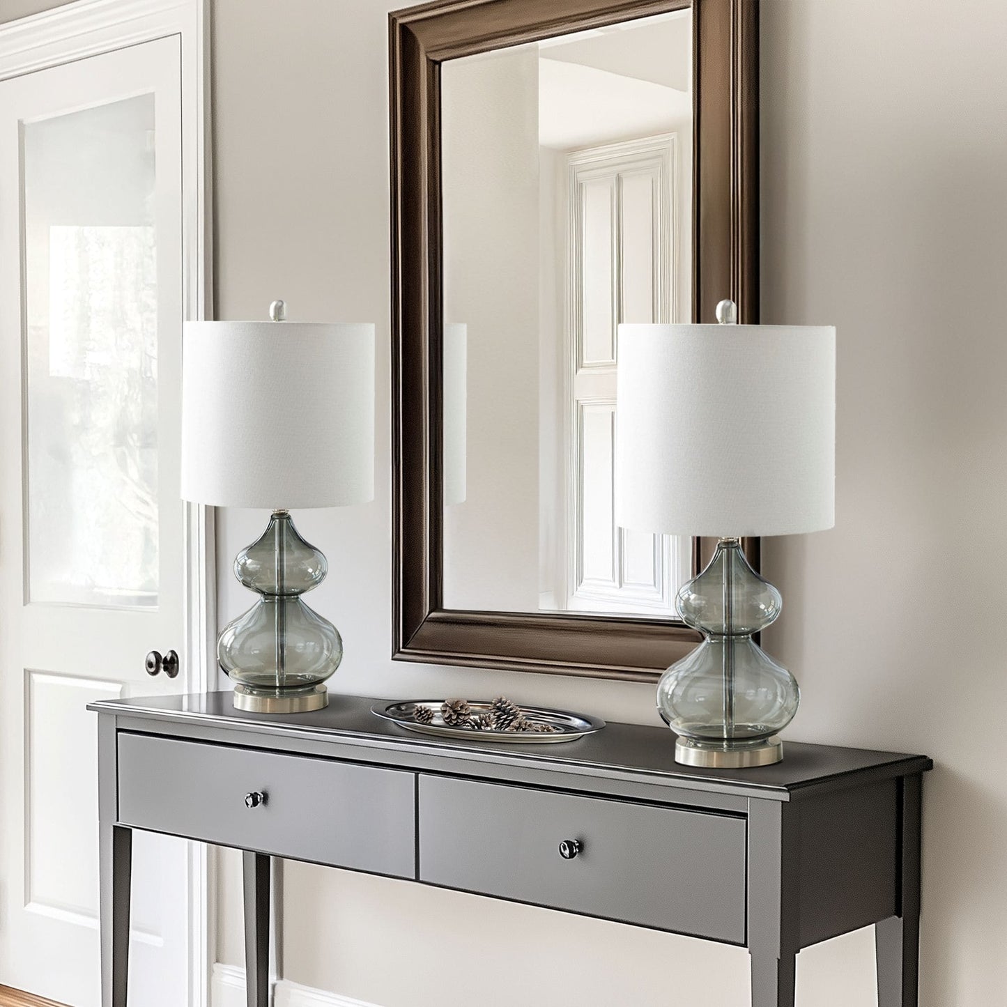 Lampada da tavolo in vetro curvato Ellipse Gourd, set da 2