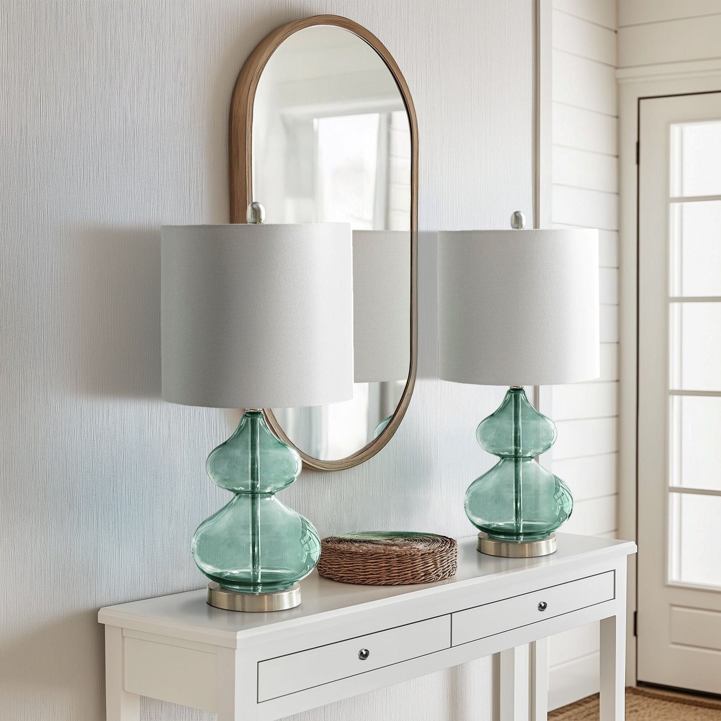 Lampada da tavolo in vetro curvato Ellipse Gourd, set da 2