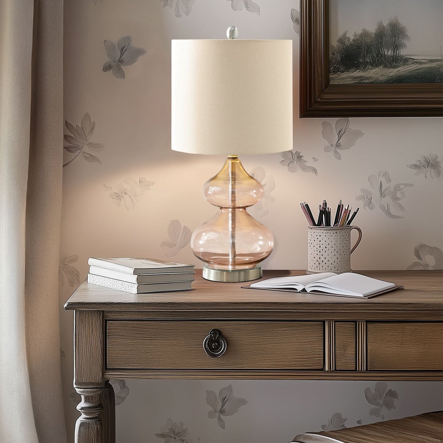 Lampada da tavolo in vetro curvato Ellipse Gourd, set da 2