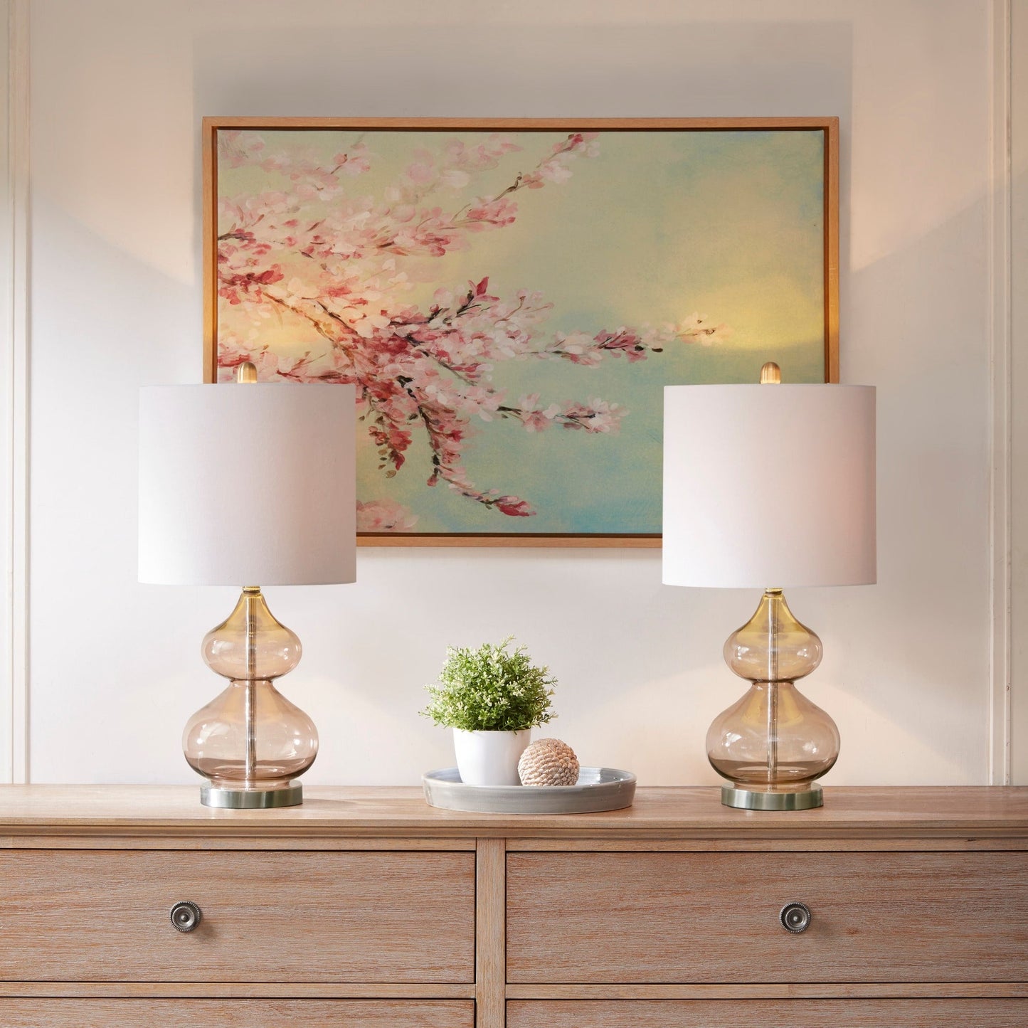 Lampada da tavolo in vetro curvato Ellipse Gourd, set da 2