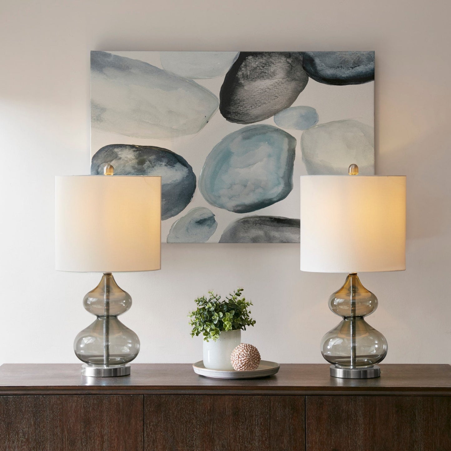 Lampada da tavolo in vetro curvato Ellipse Gourd, set da 2