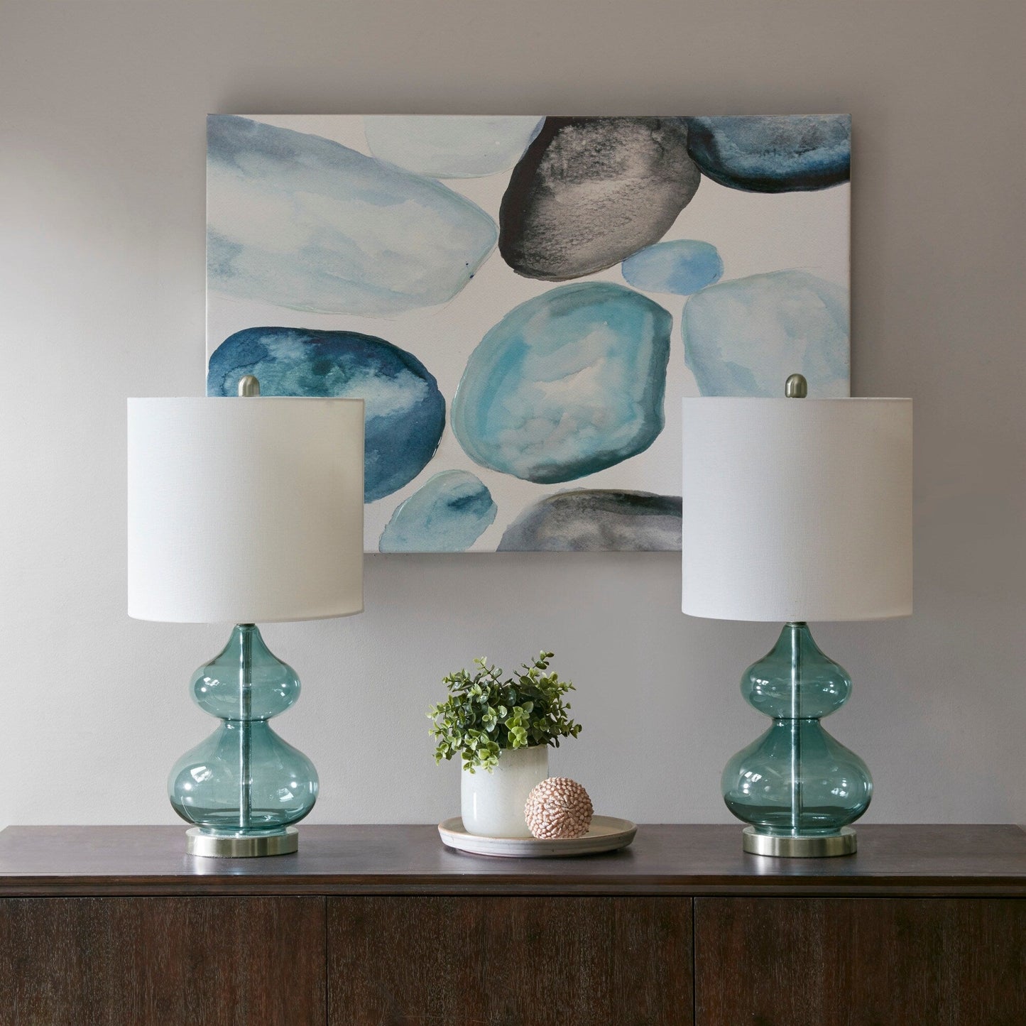 Lampada da tavolo in vetro curvato Ellipse Gourd, set da 2