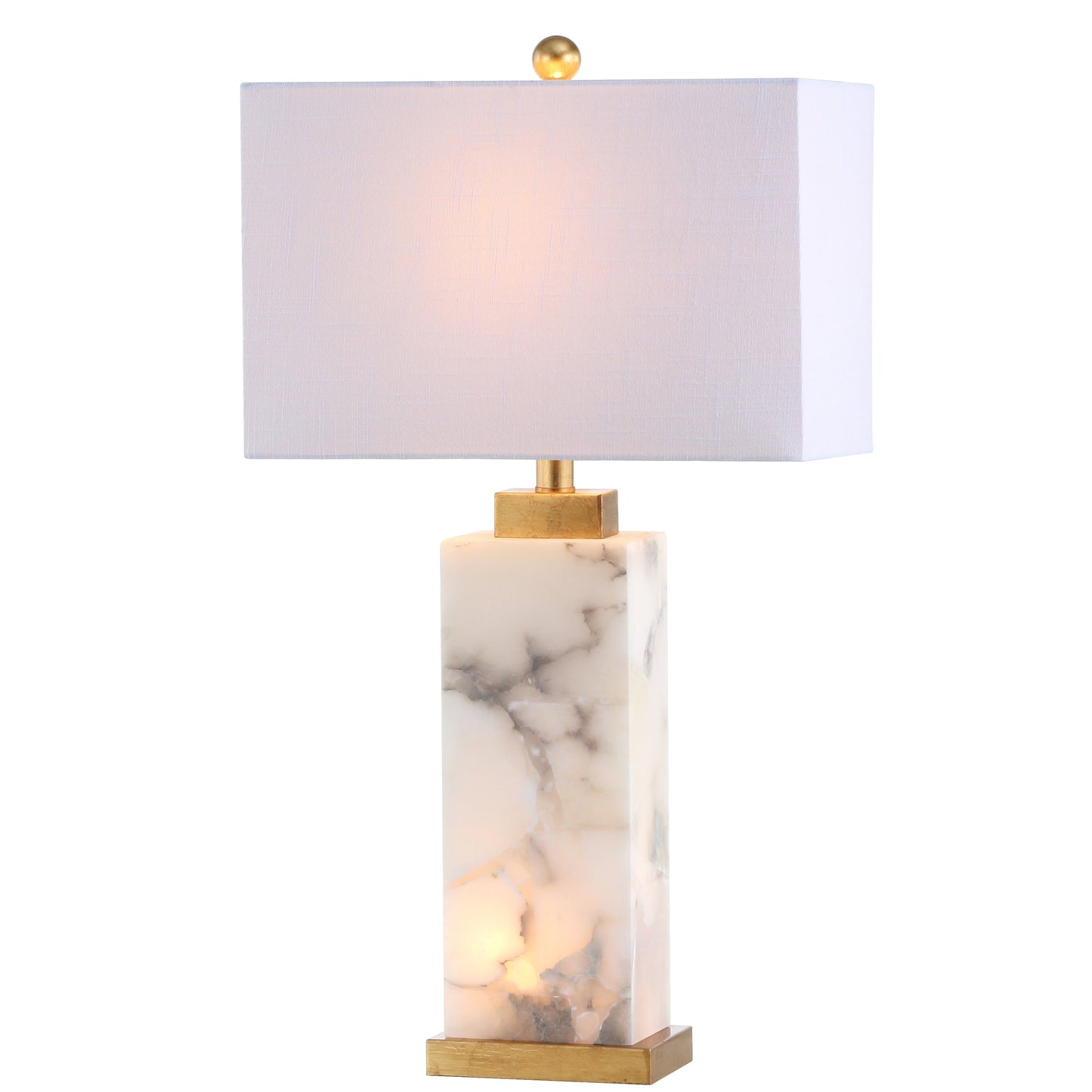 Lampada da tavolo a LED Eloise 27.5 Alabaster, bianco/foglia oro di JONATHAN Y