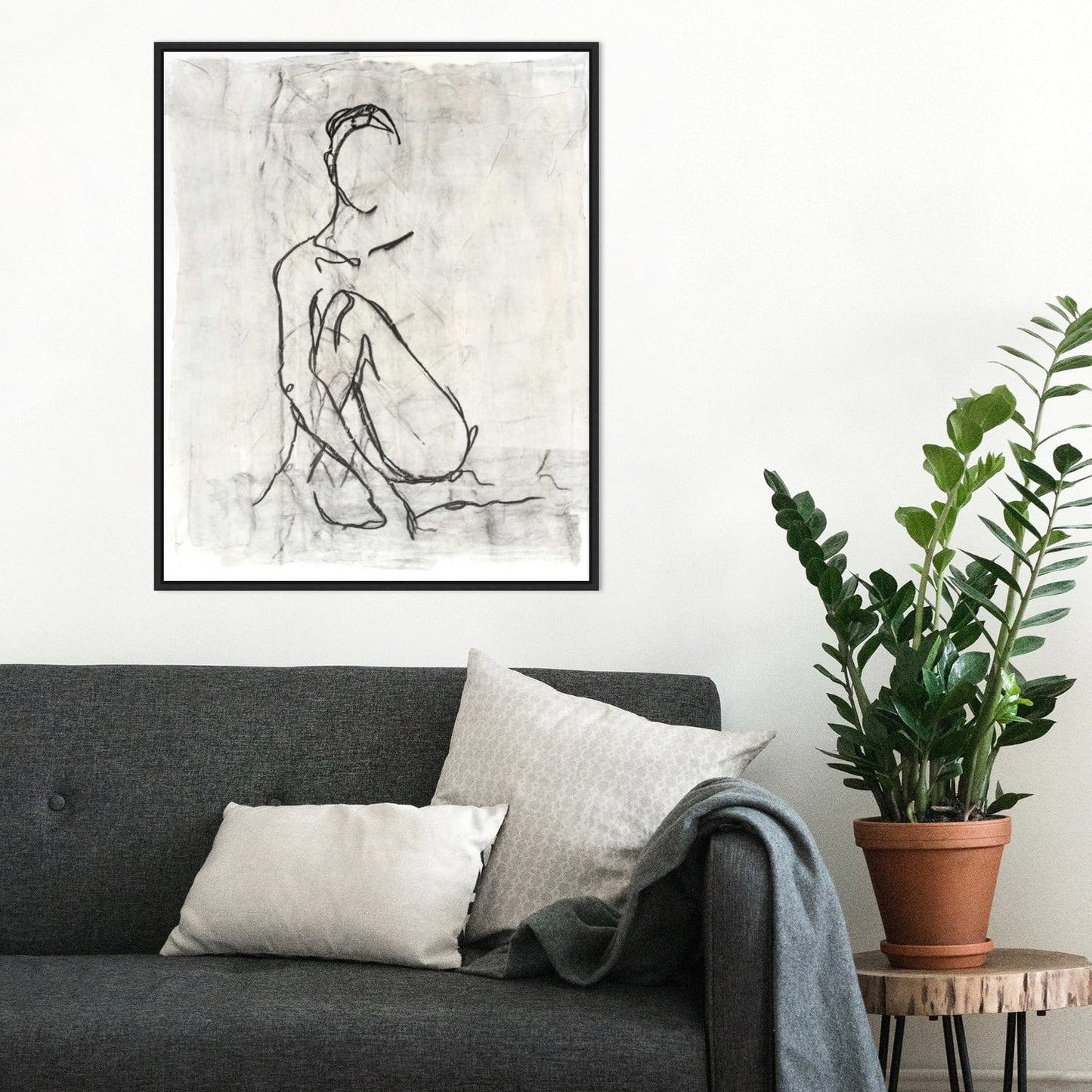 Stampa artistica da parete su tela incorniciata "Abbellished Nude Contour Sketch II" di Ethan Harper