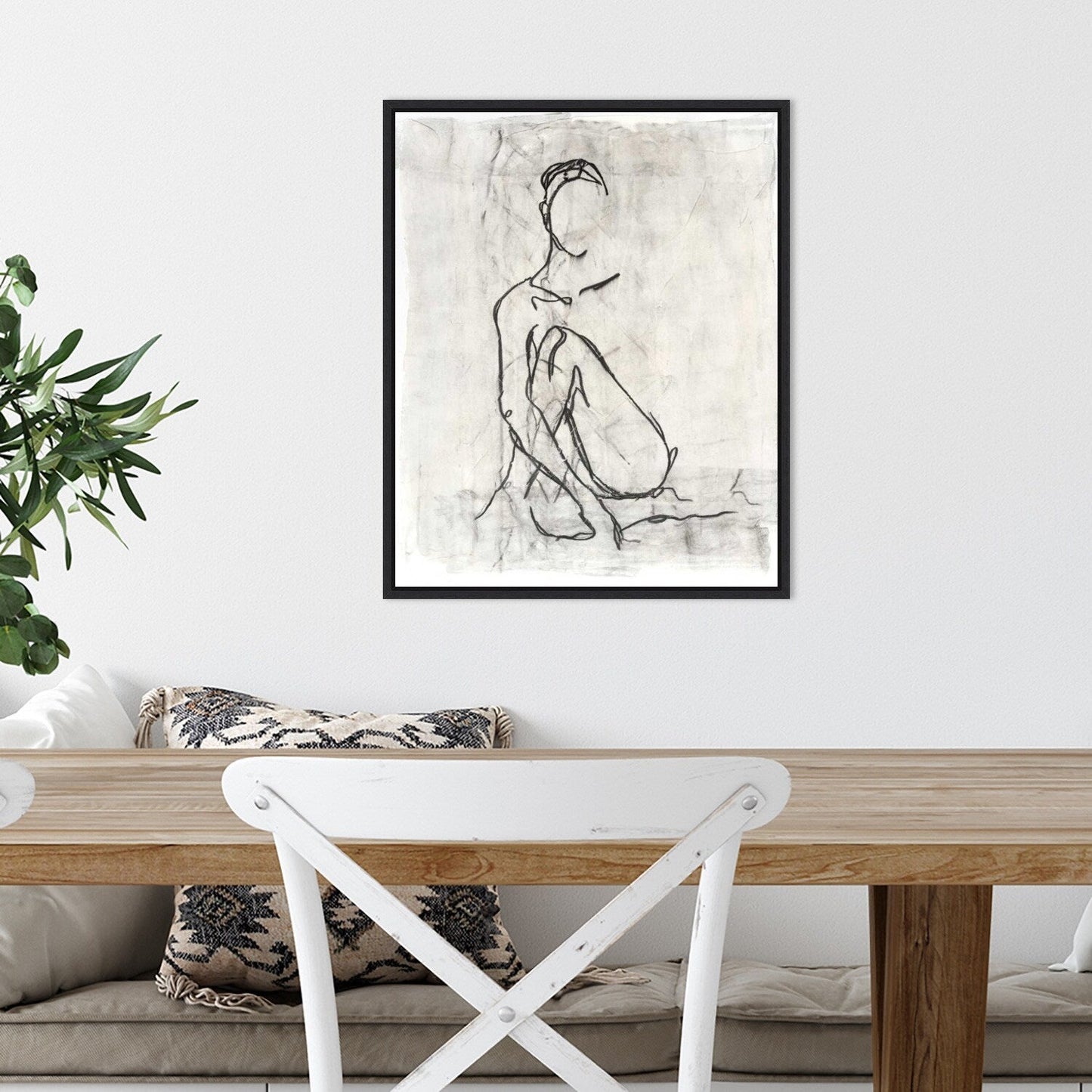 Stampa artistica da parete su tela incorniciata "Abbellished Nude Contour Sketch II" di Ethan Harper