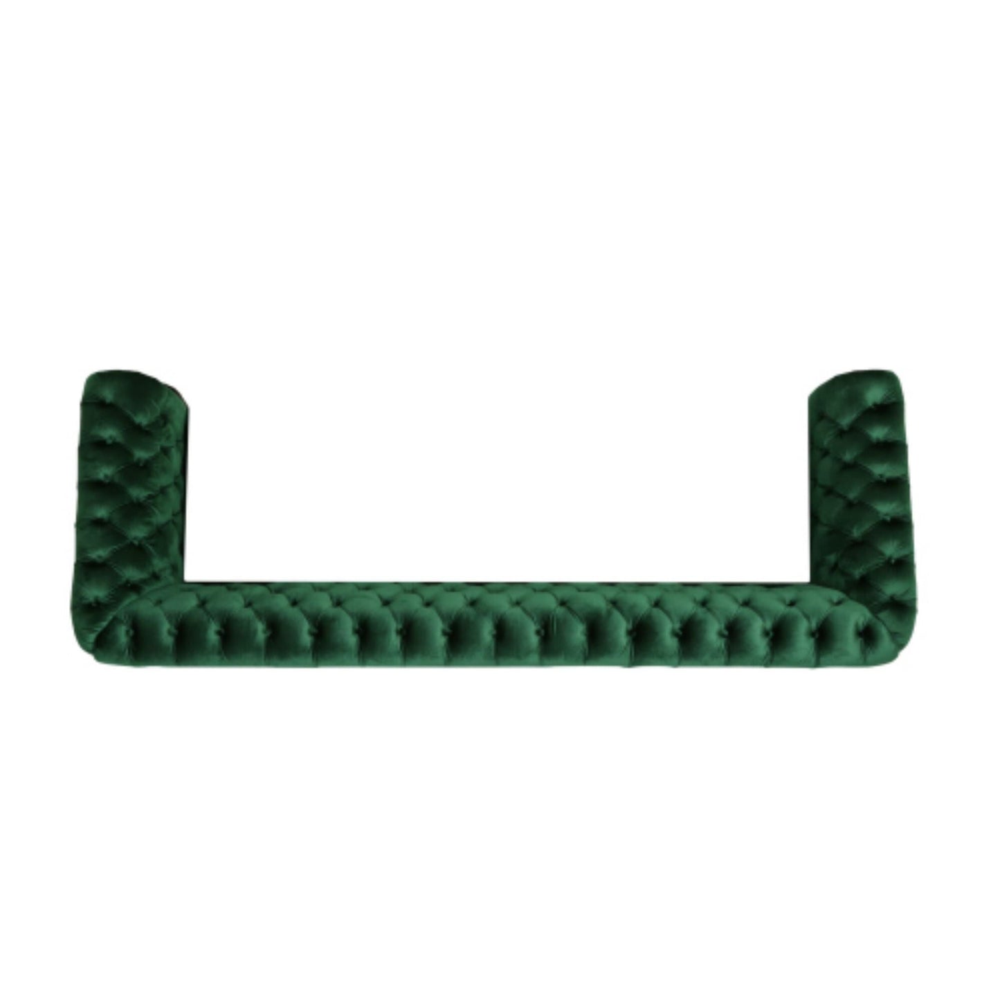 Divano Chesterfield Emerald 84.75 imbottito con bottoni, 3 posti, borchie e gambe in legno per soggiorno