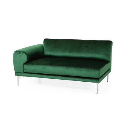 Divano Emerald Modern 111 in velluto a 4 posti con gambe in metallo e robusta struttura in legno per soggiorno