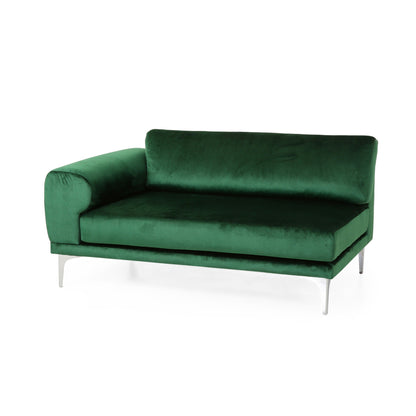 Divano Emerald Modern 111 in velluto a 4 posti con gambe in metallo e robusta struttura in legno per soggiorno